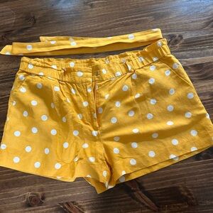 Loft yellow polka dot linen blend shorts. size 12